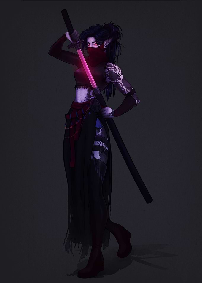 Elf Warrior with Glowing Katana