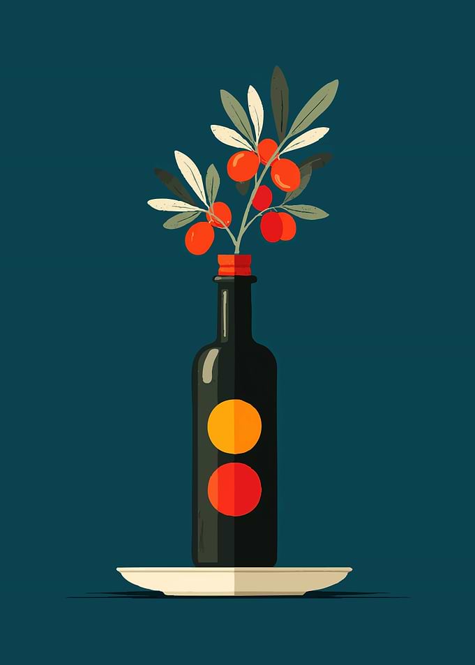Olive branch in a bottle