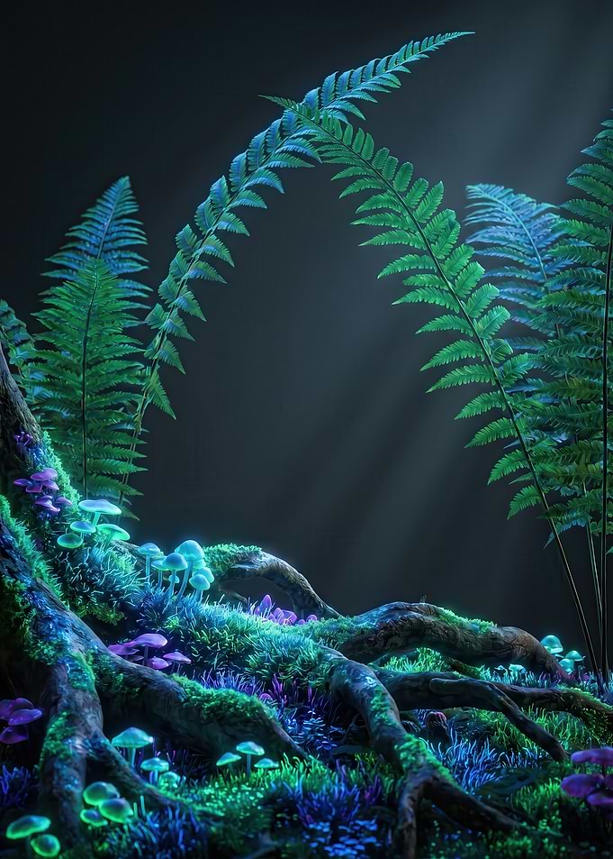 Enchanted Forest with Bioluminescent Flora