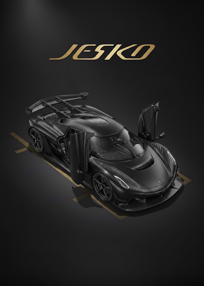 sleek Black Koenigsegg Jesko with Doors Open