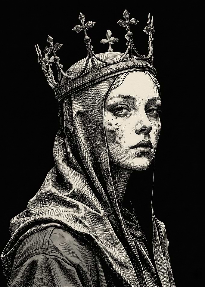 Regal Woman with Crown and Veil