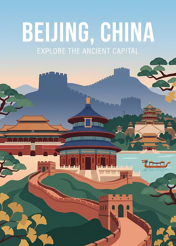 Beijing, China Travel Poster