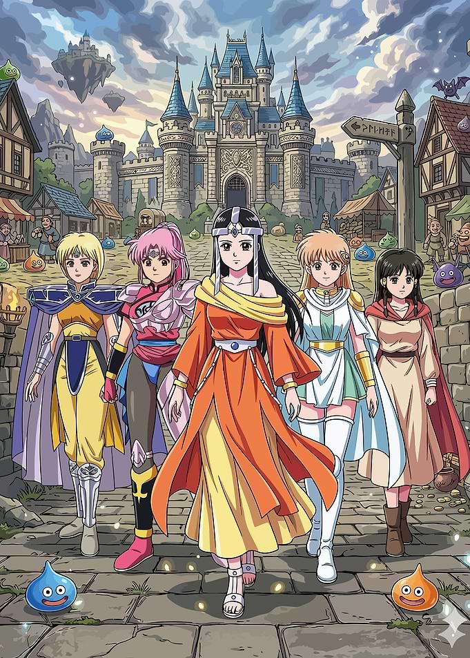 Dragon Quest Characters in Fantasy Town