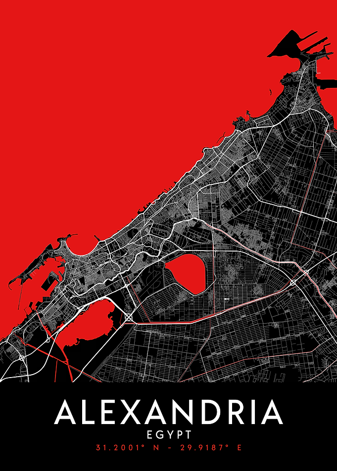 Alexandria Egypt Dark Map