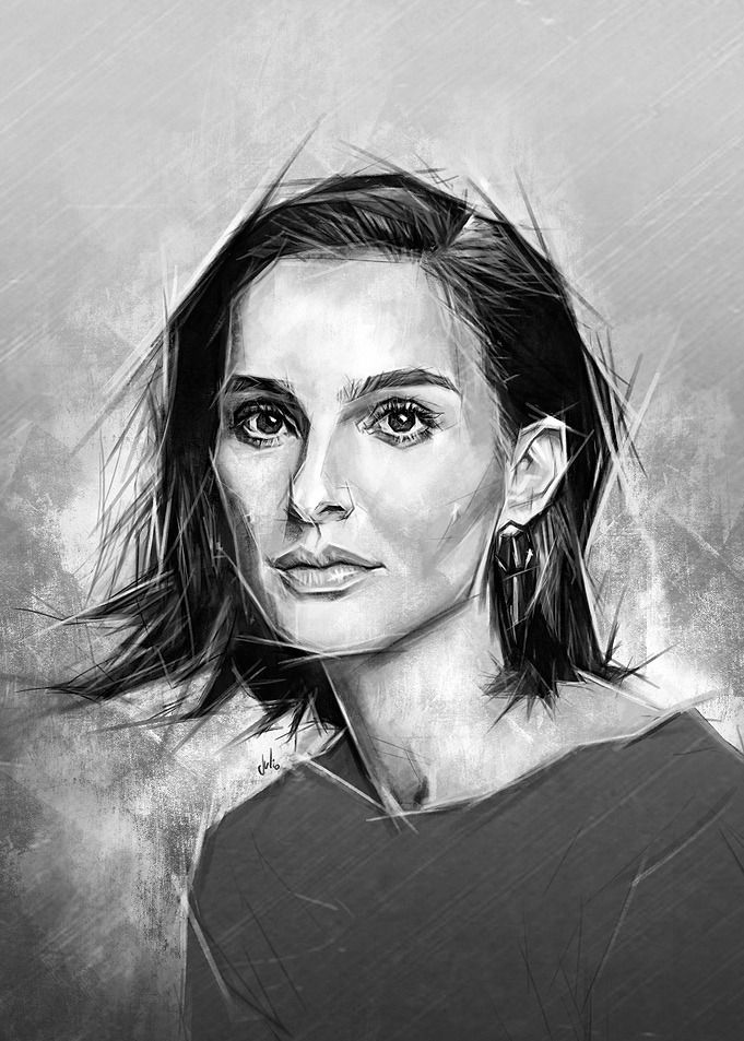 Black and White Portrait of Natalie Portman
