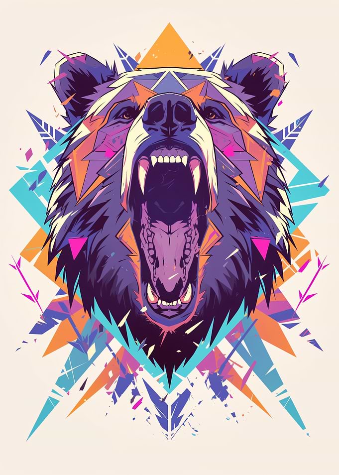 Aggressive Geometric Bear Roaring