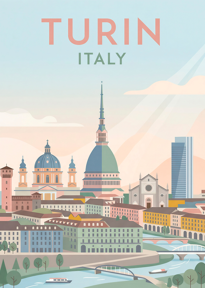 Turin Italy Skyline Poster