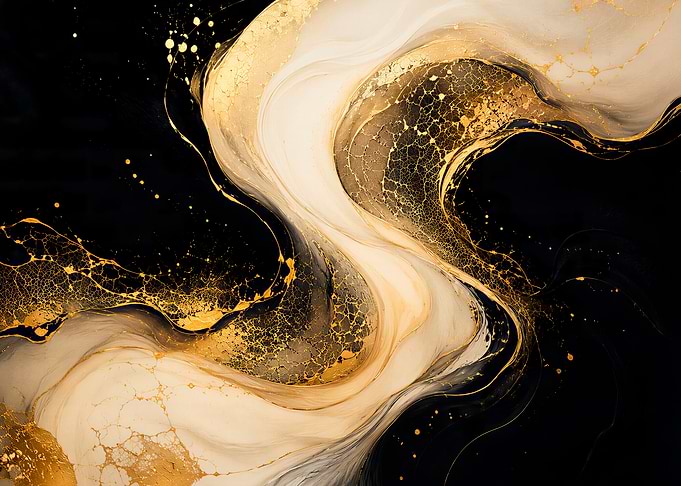 Abstract Gold and Black Swirls