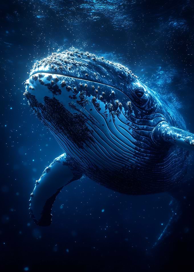 Majestic Whale in Deep Blue Ocean