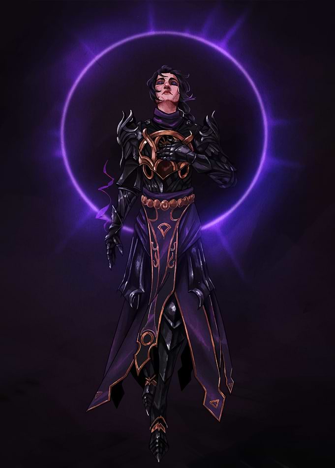 Dark Fantasy Warrior with Purple Aura