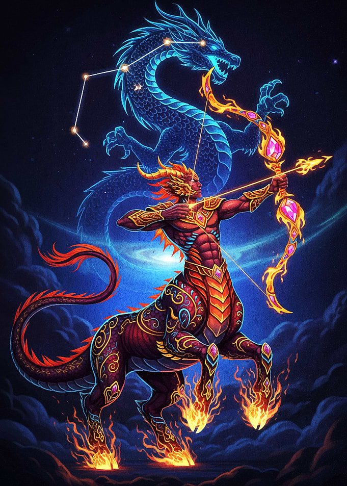 Sagittarius Centaur Archer and Dragon Constellation