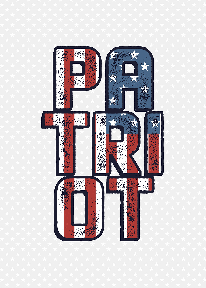 American Patriot Text Art with Star Pattern Background