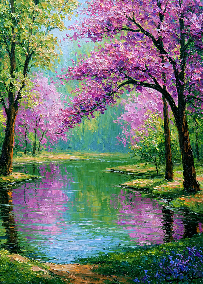 Impressionist Spring Landscape Painting