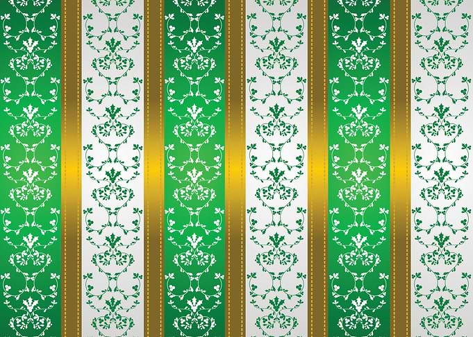 Green and Gold Floral Damask Pattern