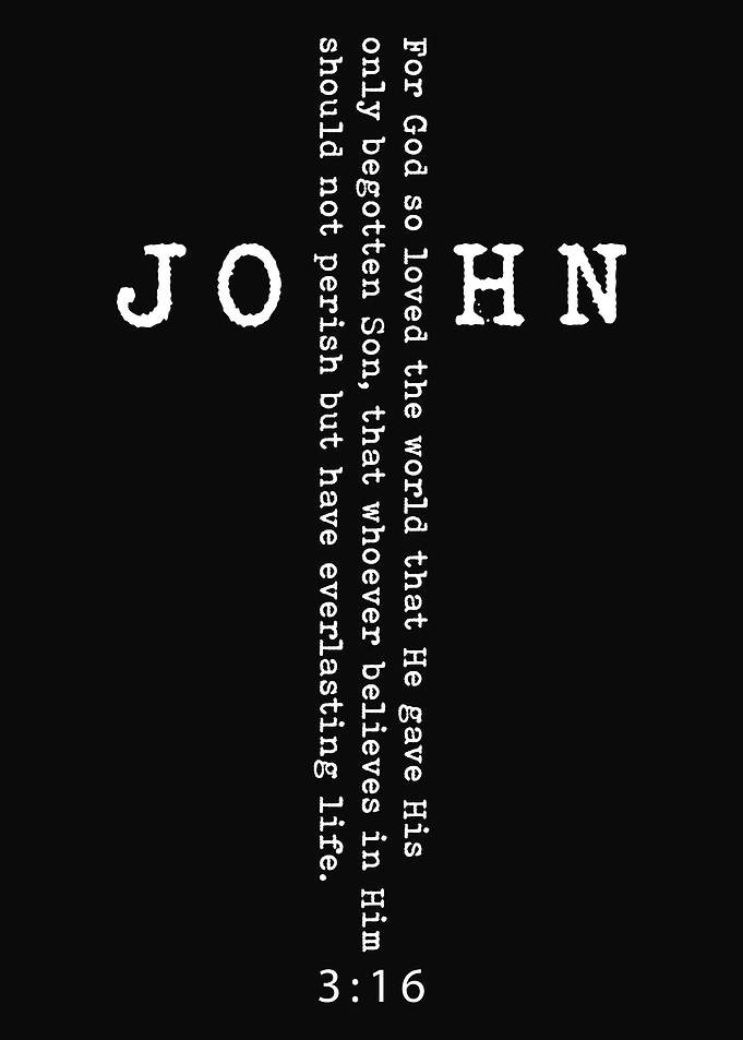 John 3:16 Cross Christian Bible Verse Text Art
