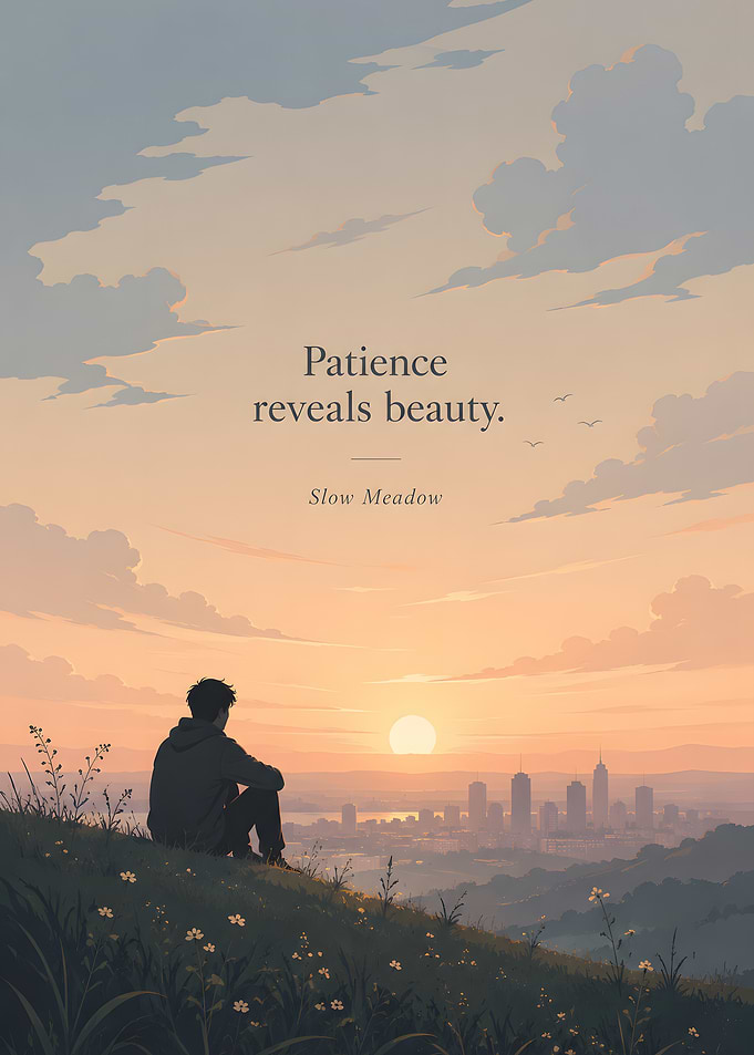 Man watching sunset over city