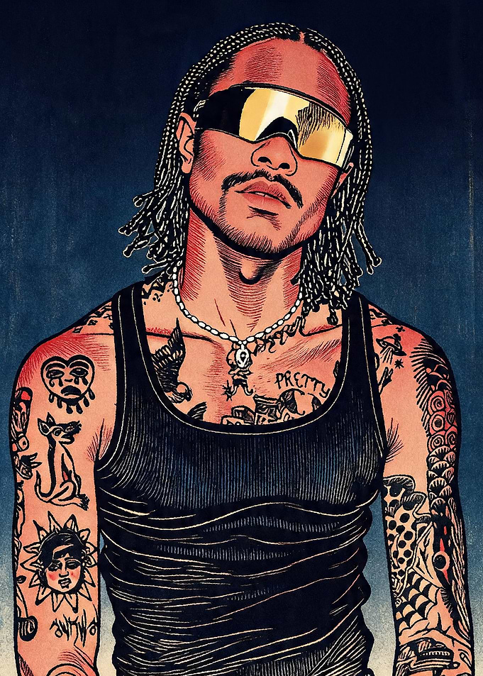 Man with Tattoos and Sunglasses