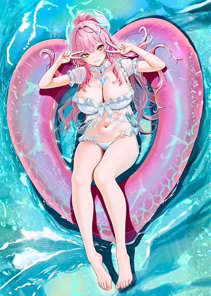 Cute Girl on Heart-Shaped Float