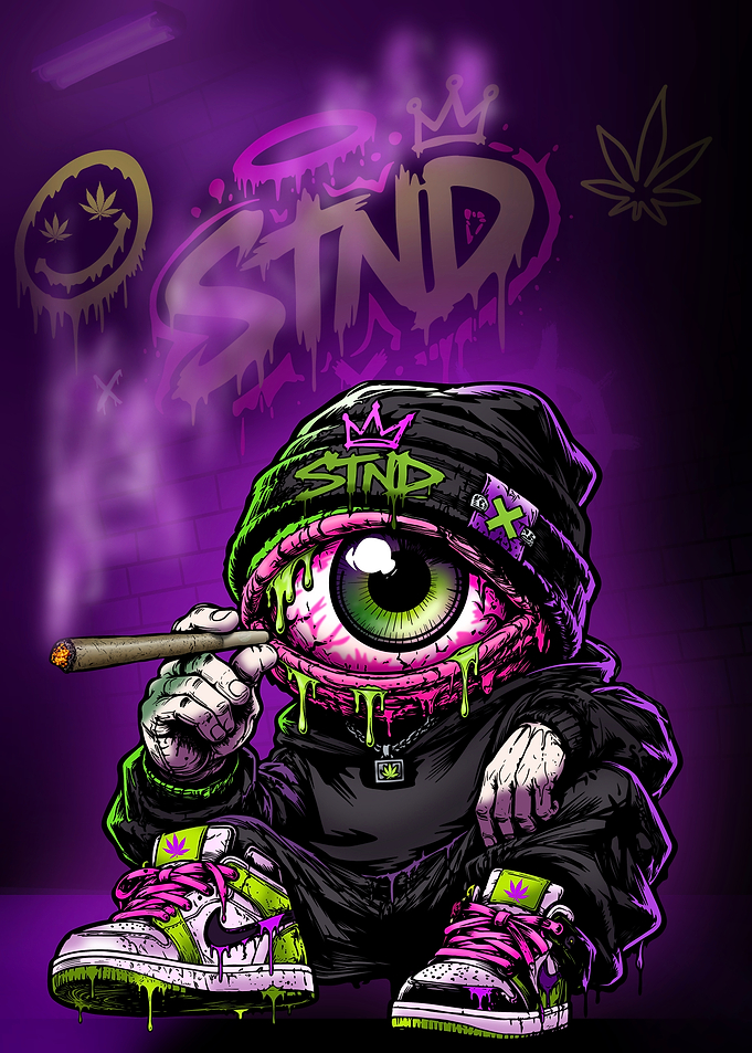 Eyecon Psychedelic Street Art Character – Neon Graffiti Urban Illustration
