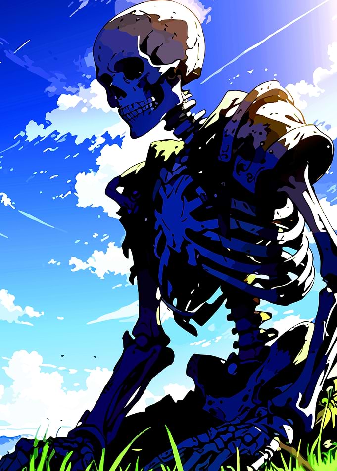 Skeleton Against Blue Sky