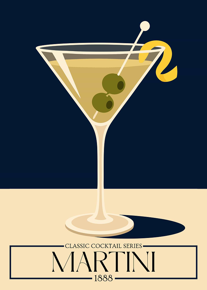 Martini Cocktail Poster – Elegant Classic Cocktail Retro Wall Art