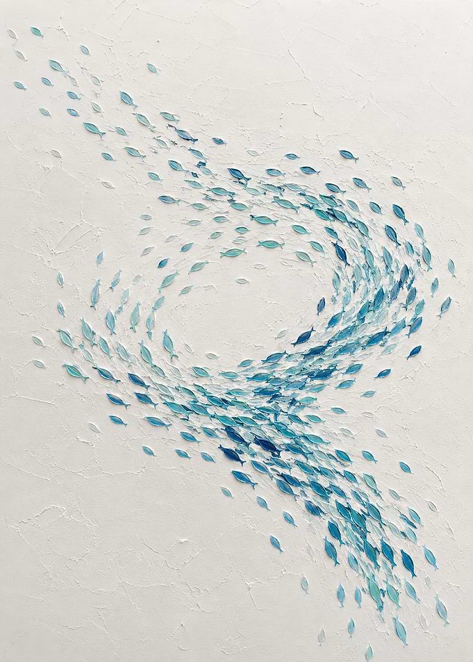 School of Fish Swirling Art