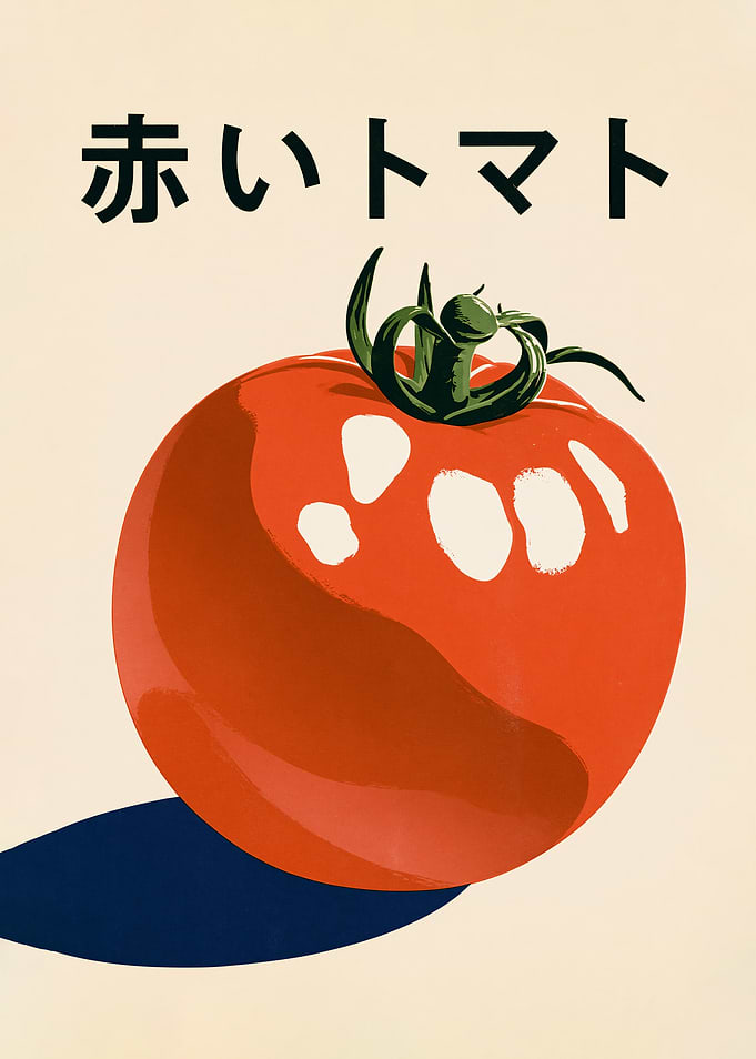 Red Tomato with Japanese Text