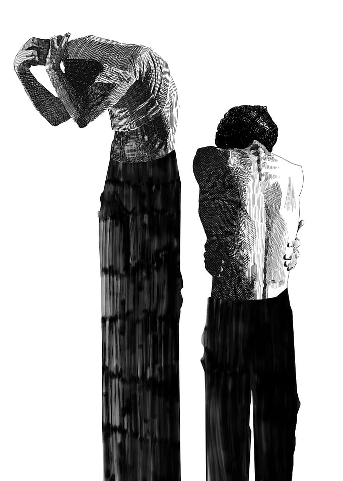 Two figures in distress