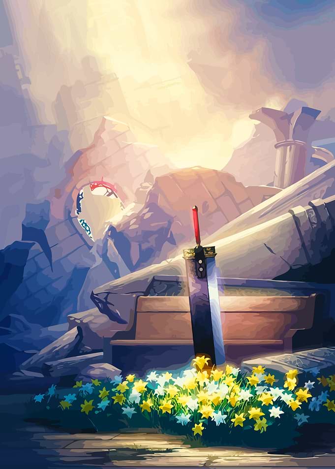 Buster Sword in a Field of Flowers