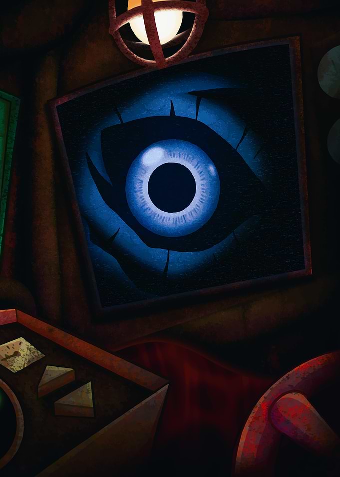 Creepy Eye in Dark Room