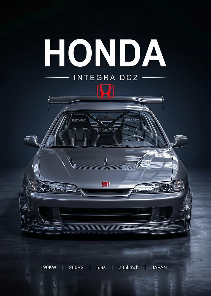 sleek Honda Integra DC2 striking car Poster
