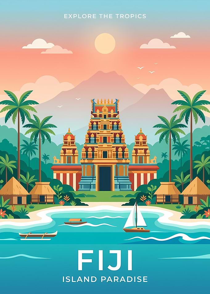 Fiji Island Paradise Travel Poster