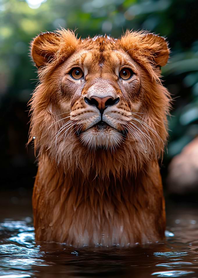 Majestic Lion in Water