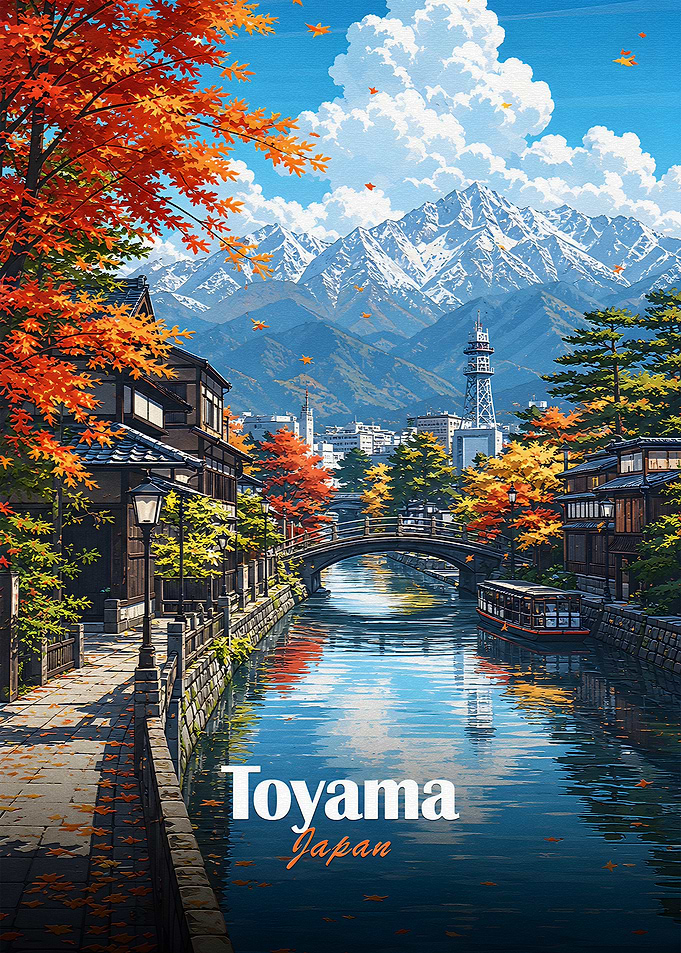 Toyama Japan Autumn Canal Scene