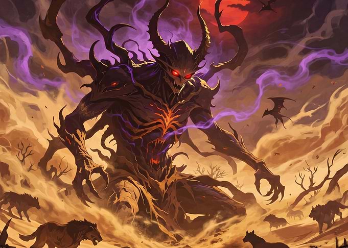 Demonic creature with glowing eyes