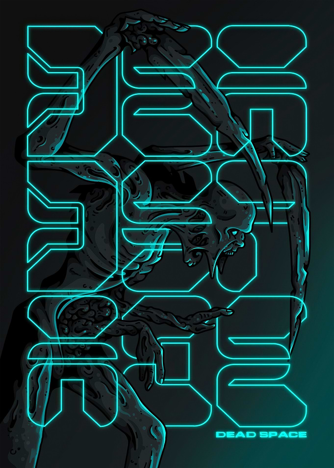 Dead Space Necromorph Neon Art