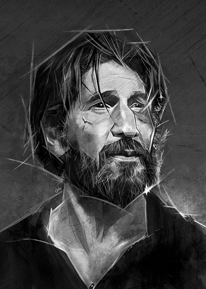 Black and White Portrait of Jon Bernthal