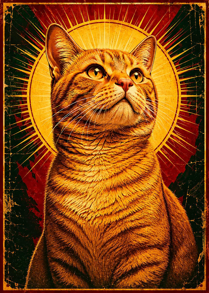 Obey Giant Style Cat Portrait