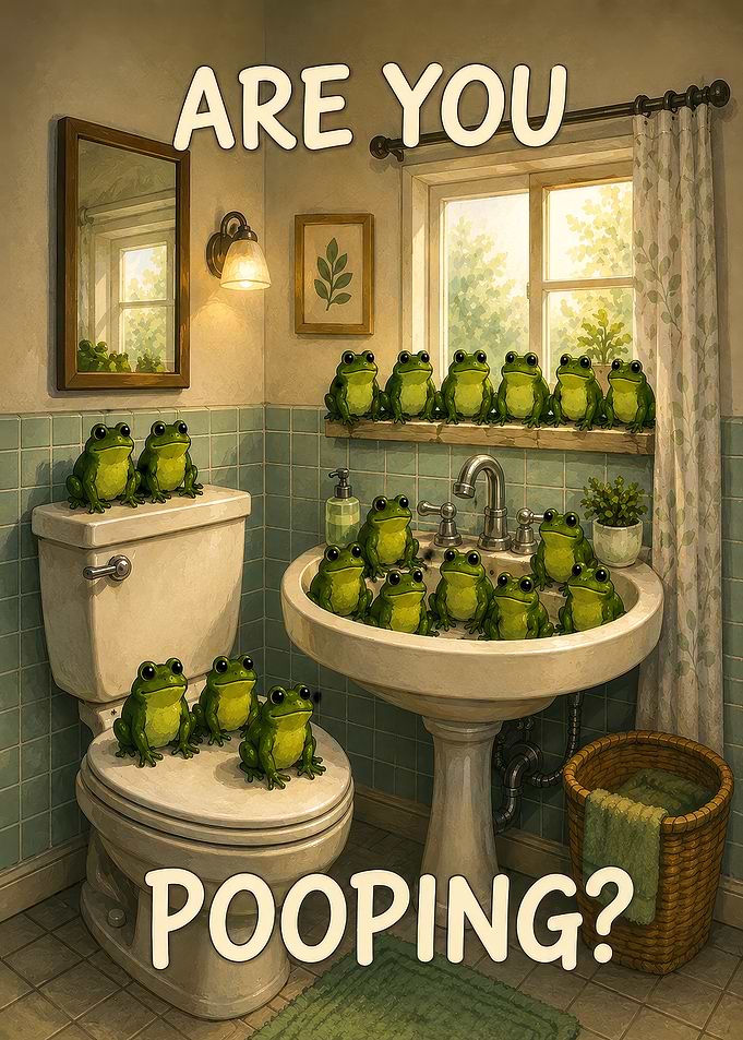 Frogs in a Bathroom