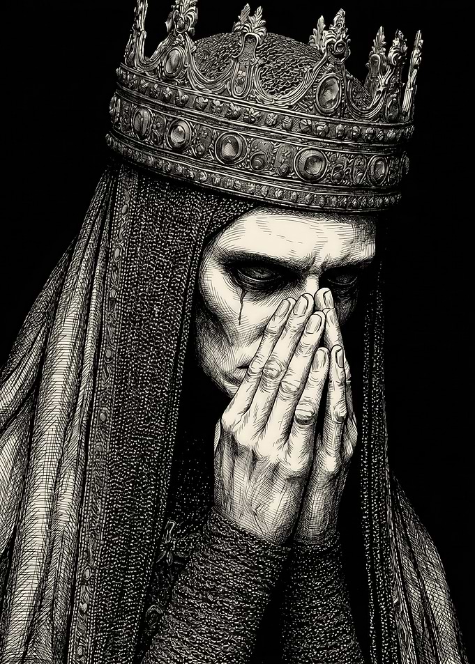 King in Mourning with Crown