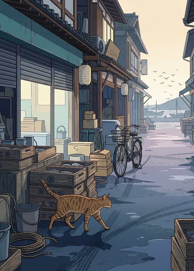 Cat in a Japanese Market