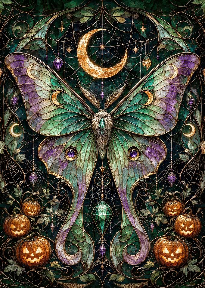 Stained Glass Halloween Moth