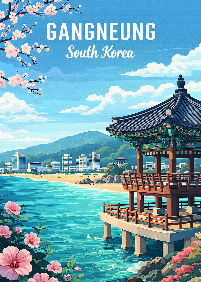 Gangneung South Korea Travel Poster