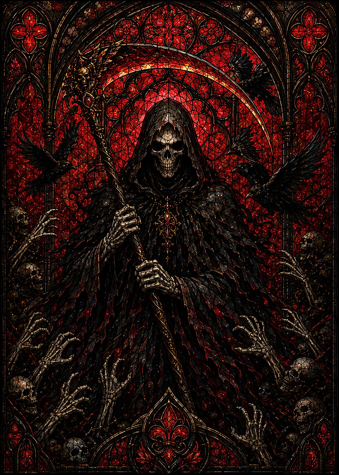 Grim Reaper Stained Glass Art