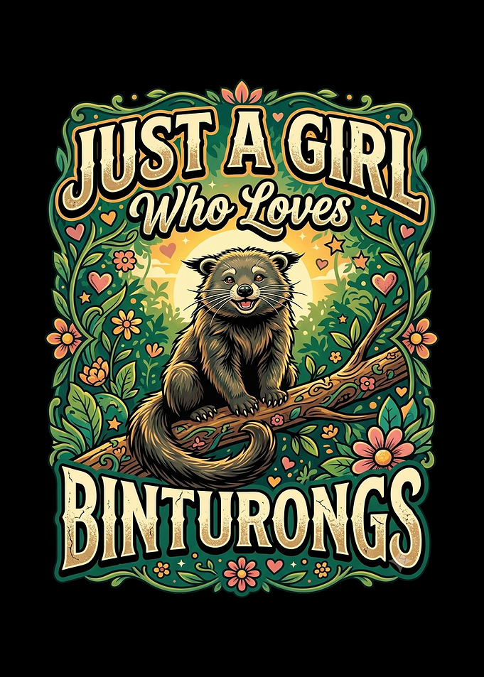 Girl Loves Binturongs Illustration