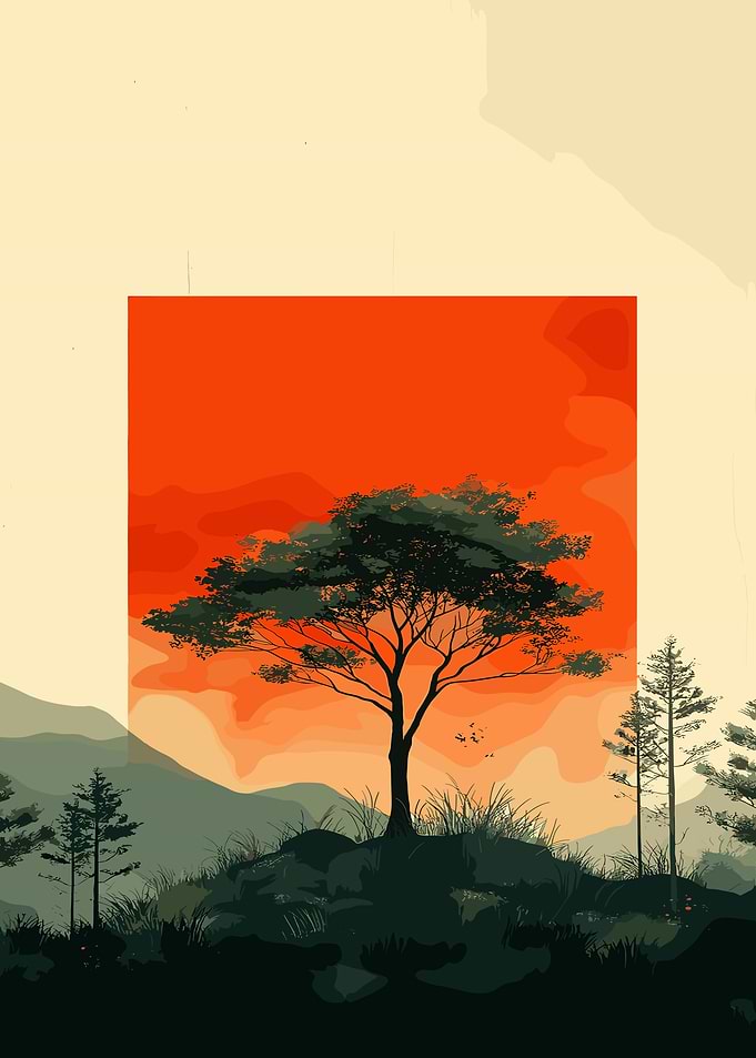 African Acacia Tree at Sunset