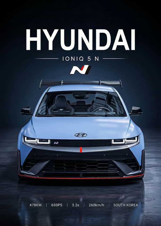 sleek hyundai Ioniq 5 N Car poster