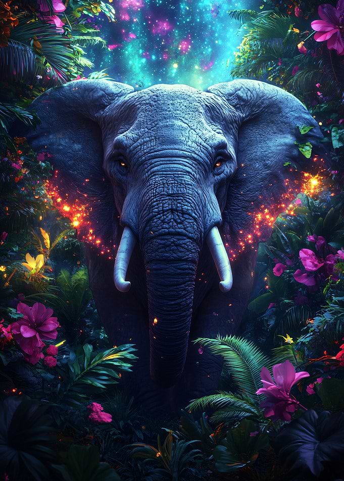 Mystical Elephant in a Magical Forest