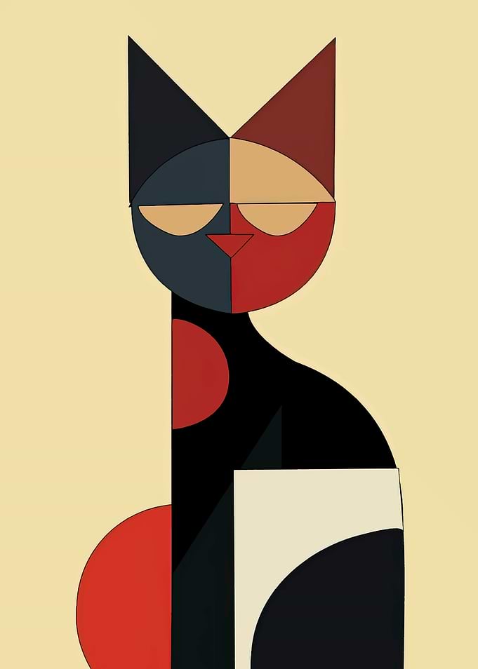 Geometric Calico Cat Portrait