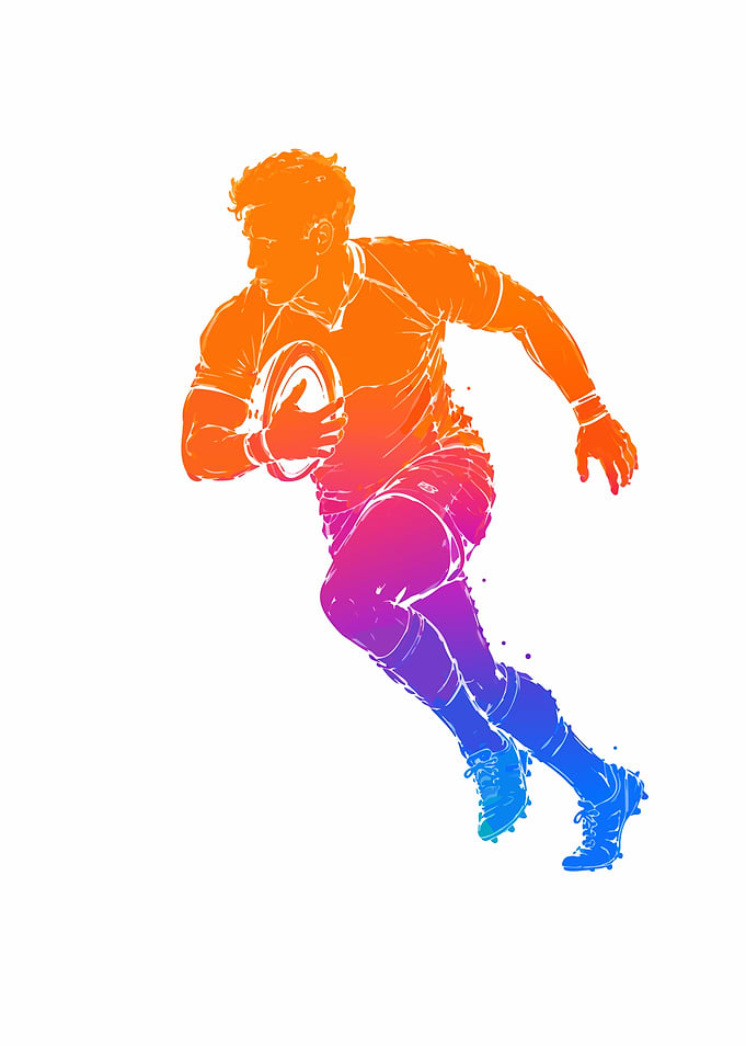 Rugby Player in Watercolor Splash